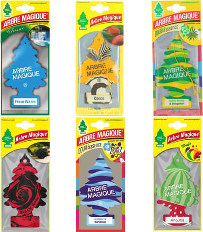 Set van 6 - Arbre Magique Geurboom luchtverfrisser voor in de auto – Car Parfum – Geurboompje – Geurbooster – Wonderboom – Geurverfrisser – Nieuwe Auto – Autogeur – Autoparfum – Geurblad