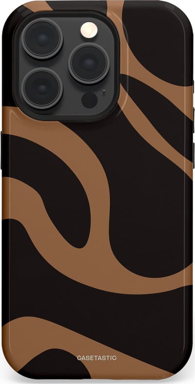 Casetastic Hoesje Geschikt voor Apple iPhone 15 Pro Magsafe - Stijlvolle Beschermende Duo-layer Case - Chocolade Golven