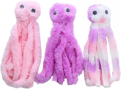 OLOEY Pluche kattenspeelgoed, set van 3 inktvisvormige speeltjes met kattenkruid voor kittens – geschikt voor Halloween en Kerstmis.