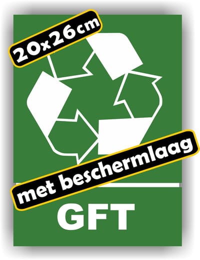 Jerma - GFT Recycling - Sticker – 20 x 26 cm – Vinyl - Zelfklevend - Weerbestendig - Krasbestendig