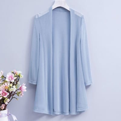 Zomer Zonbeschermingskleding voor Dames Lange Mesh Sjaal Top met Lange Mouwen, Bovenkleding Cardigan M grijs-blauwe kleur