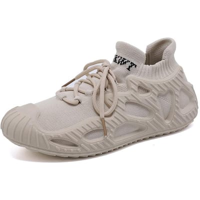 Nieuwe Sportschoenen Trendy Dames Vetersluiting Ademend Casual Schoenen Trendy Modieuze Mesh Damesschoenen Vliegend Geweven Ademende Sokachtige Schoenen 41