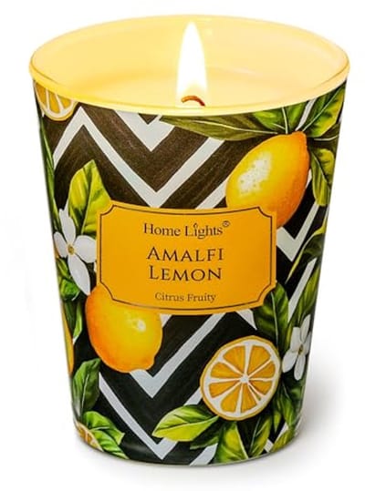 Geurkaarsen met 1 Wick van Sojawas - 190g Schoon Branden voor 40 uur - Woondecoratie en Geschenken - Amalfi Citroen