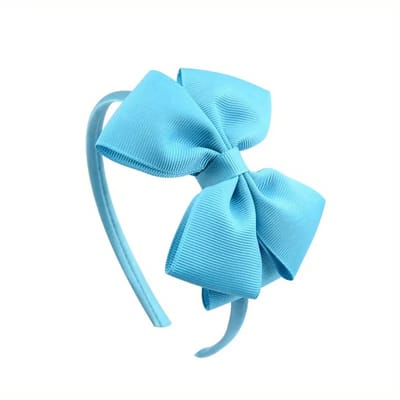 Lichtblauw haarband dames met grote strik – elegante satijn look haar accessoire – klassiek haarband met strik voor feest, school of dagelijks gebruik
