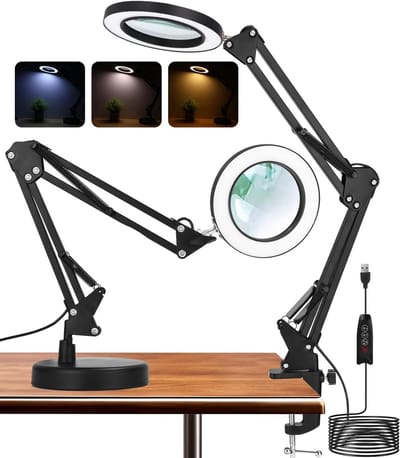 Vergrootglas met Licht - Leeslamp - Hobby en Werk - 3 Kleurstanden - 10x Vergroting - Zwart