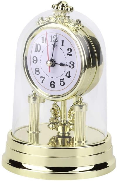 SPHProducts - Retro Wandklok - Stille Kwarts Klok - Goud - Decoratieve Tafelklok - Binnengebruik - 11 x 17 cm