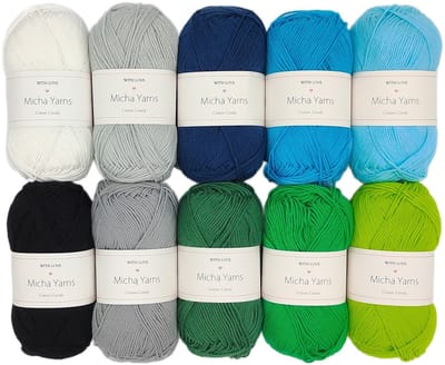 Micha Yarns - 10 bollen haakkatoen pakket - 100% katoen haakgaren - 10 x 50gram - Cotton Candy - Ocean (006)