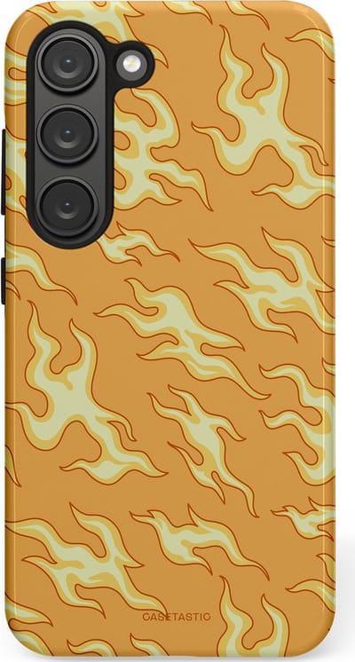 Casetastic Hoesje Geschikt voor Samsung S23 - Stijlvolle Beschermende Duo-layer Case - Vlammen van passie