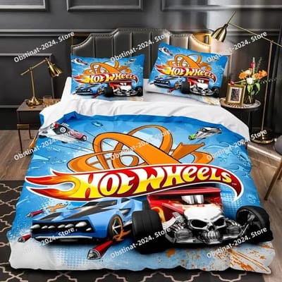 Monster Truck Hot Wheel Beddengoed Set Beddengoed Set Met Kussensloop Dekbedovertrek Zacht Eenpersoons Tweepersoons Queen Super King Size AU Single(140*210cm)3pcs