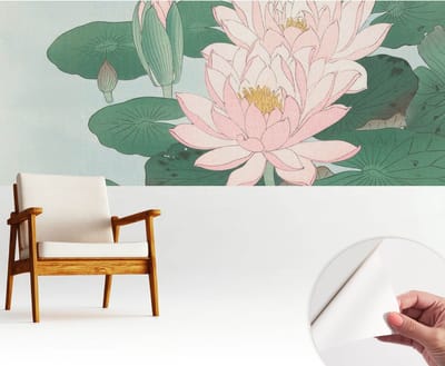 Wallfluent Zelfklevend Behang - Waterlotus Stickerbehang op rol - 250x104 cm - Groente Zelfklevend Behang - Herpositioneerbaar - Voor de slaapkamer, woonkamer en hal Zelfklevend Behang