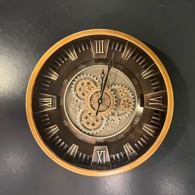 Home - Wandklok Chester - met draaiende tandwielen - industriele wandklok - brons bruin - diameter 46cm