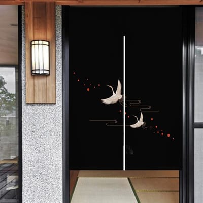 Deurgordijnen Japanse Noren Vijf Kraanvogels Kamerverdeling Keukendecoratie Poster Hangen Deurgobelin voor Slaapkamer 70x120cm 27.5x47in