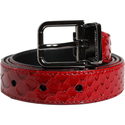 Dolce & Gabbana Rode Exotische Leren Buckle Riem van Messing
