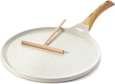 Keramische Pannenkoekenpan 30 cm - Natuurlijke Antiaanbaklaag, Inductiegeschikt, Ergonomisch Handvat