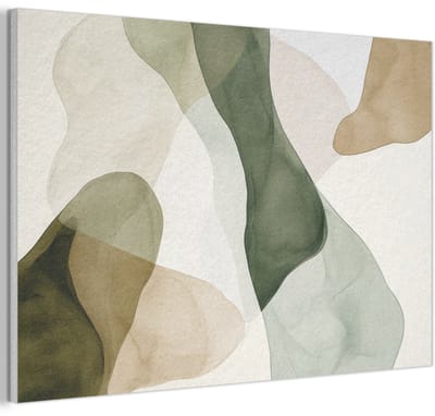 Akoestisch wandpaneel 60x40 cm - Vilt schilderij Japandi - Abstract - Groen - Akoestische panelen - Geluidsdempende wanddecoratie - Geluidsisolatie woonkamer - Muurdecoratie geluidspanelen