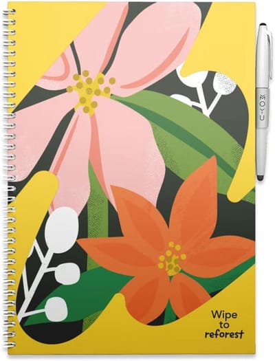 Uitwisbaar Notitieboek A4 Premium Bloemenprint - Herbruikbaar Schrijfblok