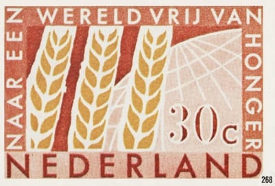 Briefkaart met afbeelding Anti-hongerzegels – Symbolische voorstelling wereldvoedselprobleem postzegel