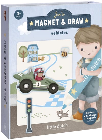Little Dutch magneetset Jim Vehicles - complete set - cadeautip - creatief speelgoed