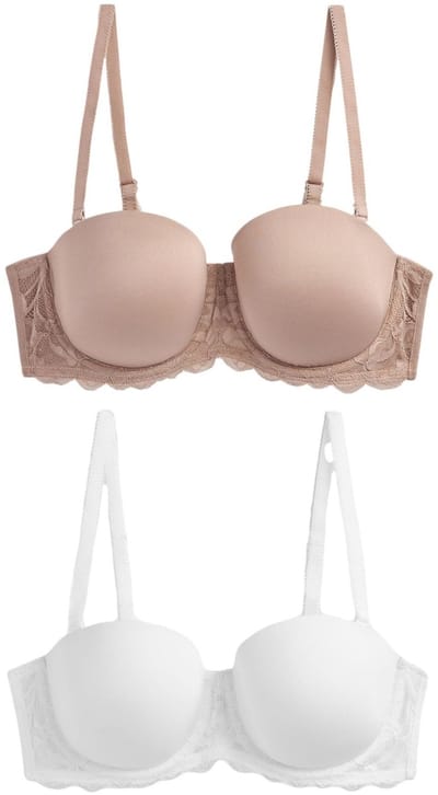Next - Dames - Verpakking van 2 strapless multiway beha's met lichte vulling in cupmaten A-E - Huidkleur