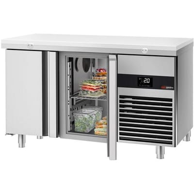 GGM Gastro Kühltisch PREMIUM - 1400x700mm - mit 2 Türen - inkl. Schneideplatte Weiß