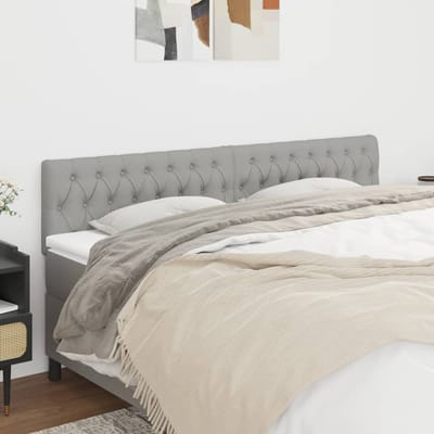 vidaXL - Hoofdborden - 200x7x78/88 - cm - stof - lichtgrijs