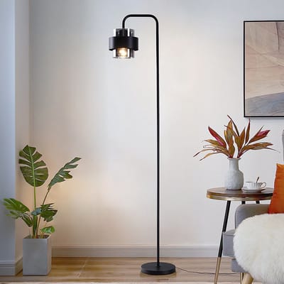 LumenXL - Zwarte vloerlamp met smoke glas - Fyke