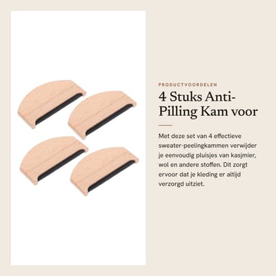 Dailygoods- Peelingkam 4 Stuks - Pluisverwijderaar voor Kasjmier/Wol - Houten/Stalen Kam - Compact/Lichtgewicht - Effectieve Kledingverzorging - Pluiskam