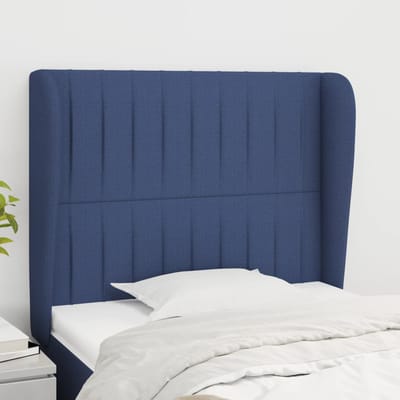 vidaXL - Hoofdbord - met - randen - 93x23x118/128 - cm - stof - blauw