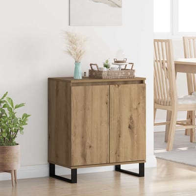 vidaXL - Dressoir - Artisan - Eiken - 60 - x - 35 - x - 70 - cm - Bewerkt - hout
