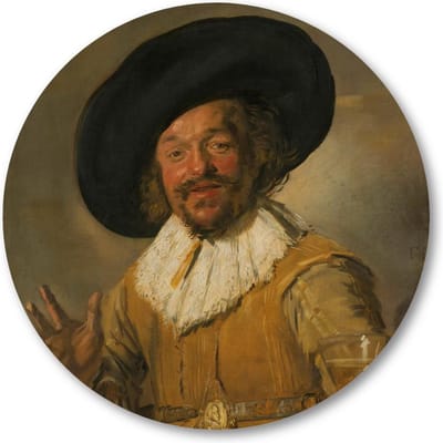 De vrolijke drinker - Muurcirkel Forex 40cm - Wandcirkel voor binnen - Frans Hals - Meesterwerken