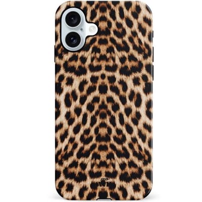xoxo Wildhearts Wild Thing - Double Layer - Hardcase geschikt voor iPhone 16 - hoesje met Panter print - Tijgerprint case - Luxe hoesje met Luipaardprint - Dubbele beschermlaag - Siliconen Hard case