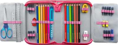 Famanu 577557 - Etui kat, gevuld met 42 schrijfwaren, schoolpotloodetui