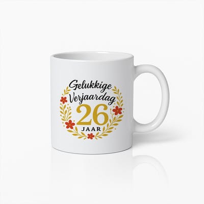 Elegante Mok voor 26e Verjaardag 330ml – Gelukkige 26 Jaar Koffiebeker
