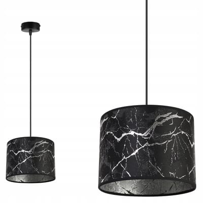 Light-Home Werona – Hanglamp – Zwart/Zilver – Stoffen Kap – Verstelbare Hoogte