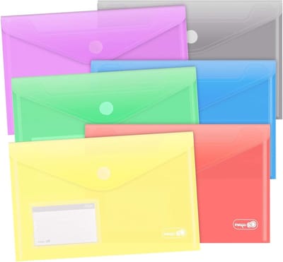 Set van 24 A5 Documententasjes in 6 Kleuren, Met Sluiting en Etiketholtes, Ideaal voor Organiseren en Opslaan van Documenten, Inclusief 30 Stukken Cadeaupapier