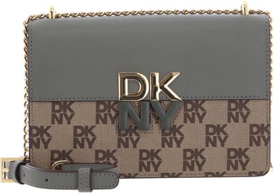 DKNY Leren Schoudertas Echo Chain Flap Crossbody Bag Chino / Olive Veelkleurig