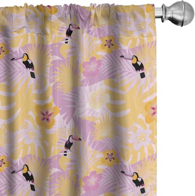 ABAKUHAUS Tropische Voorhangen – 2x75x175 cm – Jungle – Marigold-Roze