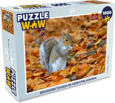 Puzzel Eekhoorn tussen de herfstbladeren - Legpuzzel - Puzzel 1000 stukjes volwassenen