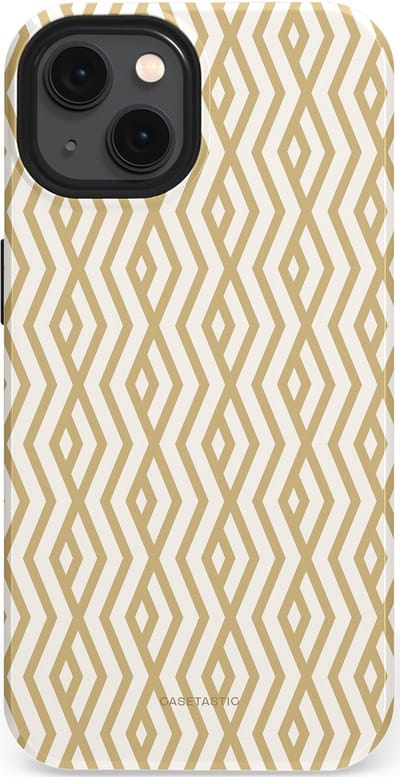 Casetastic Hoesje Geschikt voor Apple iPhone 13 Magsafe - Stijlvolle Beschermende Duo-layer Case - Art Deco Goud