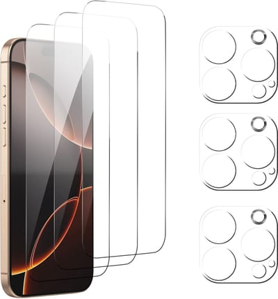 Podec Screenprotector en Camera Lens Protector geschikt voor iPhone 16 Pro - Gehard Beschermglas - Transparant en Krasbestendig - Tempered Glass Screen Cover - 3 + 3 Stuks
