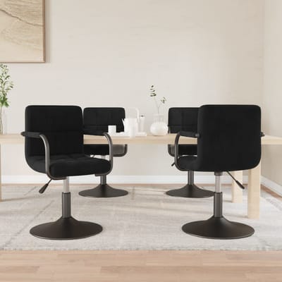 vidaXL - Eetkamerstoelen - draaibaar - 4 - st - fluweel - zwart