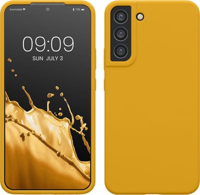 kwmobile telefoonhoesje geschikt voor Samsung Galaxy S22 Plus - Hoesje met siliconen coating - Smartphone case in honinggeel