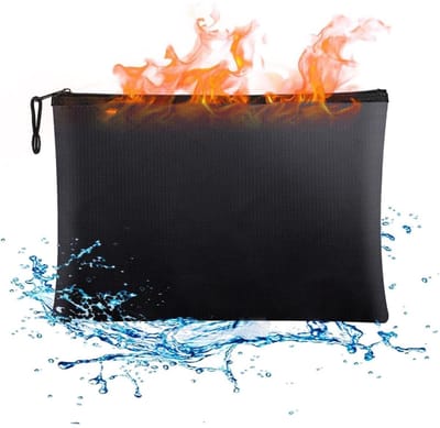 GELLDG Documententas - Brandwerende documententas - Brandwerende geldtas - Aktetas - Geschikt voor het opbergen van documenten, bankdocumenten en andere waardevolle spullen - 34 x 24,5 cm - Bestand tegen hoge temperaturen tot 2200 °C