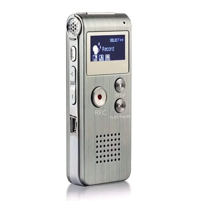 PolkaHome® Draagbare 8GB Digitale Voice Recorder & MP3 Speler – Oplaadbaar spy recorder, Spraakactivatie, Met Mini afluisterapparaat LCD Scherm, Veelzijdige Afluisteren Opnemen. Elegante Metalen Behuizing. afluisterapparatuur op afstand