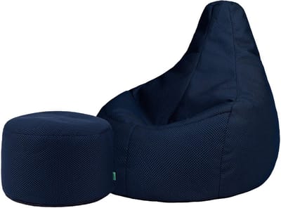 XXL Gaming Zitzak met Voetenbank - Navy Blauw - Ergonomische Comfortabele Stoel