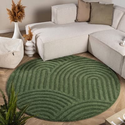 Fraai Rond Scandinavisch vloerkleed - Lova Arches Groen - Ø 240cm