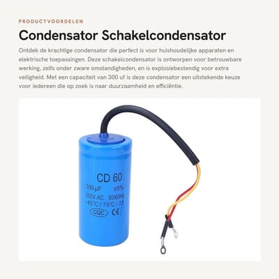 Dailygoods - Condensator - Schakelcondensator - Explosiebestendig - 300 uf - Huishoudelijke apparaten - Betrouwbare werking - Geschikt voor elektrisch...