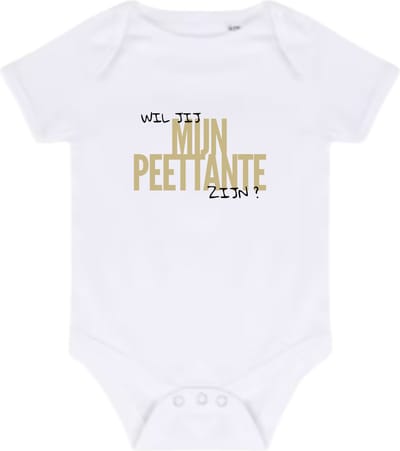 Baby romper met tekst: Wil je mijn peettante zijn? | peettante | baby | aanzoek | 3-6 maanden