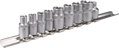 Topex - Torx Dopsleutelset - 1/4", 3/8" - 9 delig - Chroom-vanadiumstaal