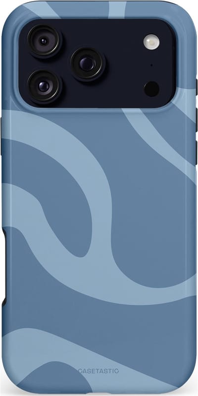 Casetastic hoesje geschikt voor Apple iPhone 17 Pro Max - MagSafe - Dubbellaagse bescherming - Blauwe Water Golven - Fashion Case - Grijs Lichtblauw